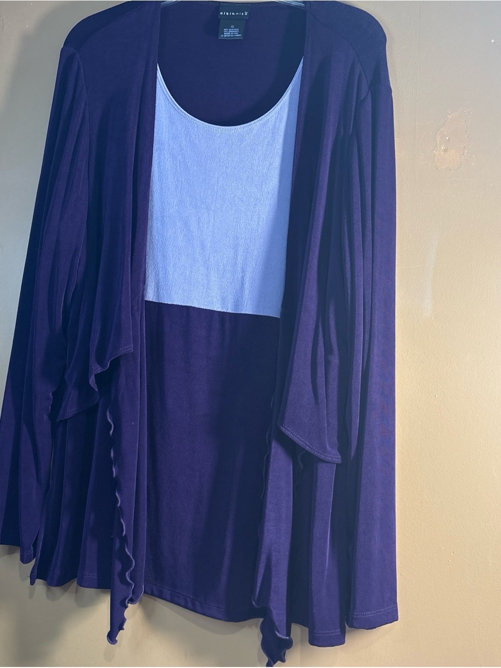 762. Citiknits Texture Tank Top with Attached Shrug Eggplant Size XL